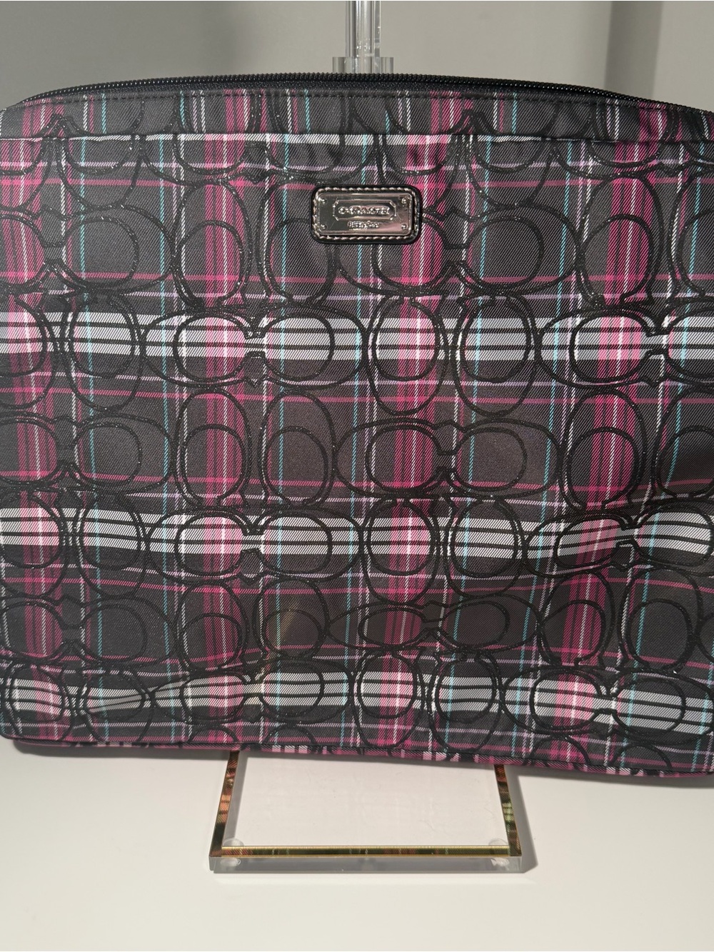 Coach Poppy Tartan Plaid Padded Laptop Sleeve